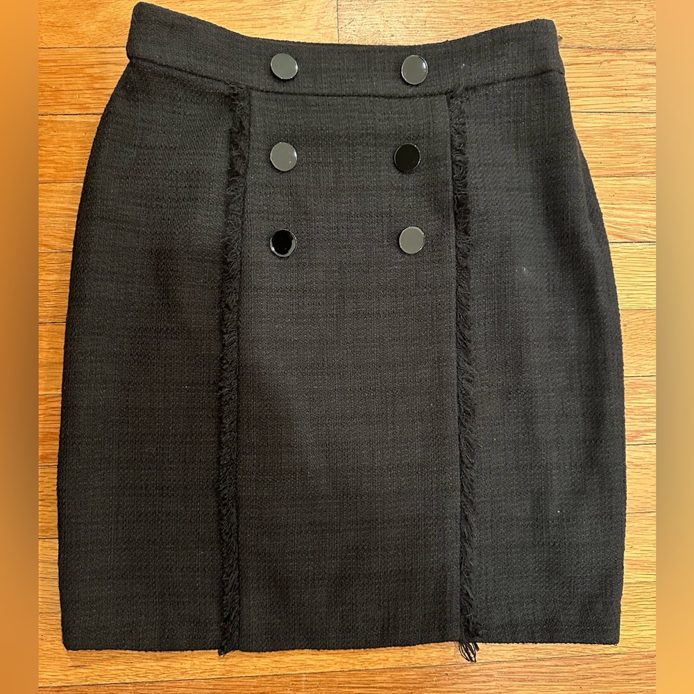 Karl Lagerfeld Tweed Mini Buttons Fringe Size 0